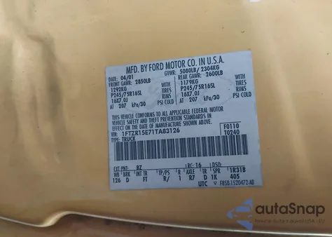 2001 Ford Ranger Edge/Xlt from USA, damaged, VIN 1FTZR15E71TA83126